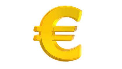 Gleaming golden Euro symbol, isolated against a black background, three-dimensional