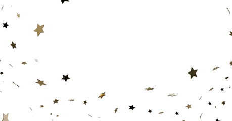 Gold and Black Star Confetti on White