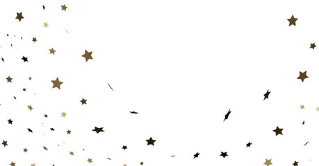 Gold and Black Star Confetti on White