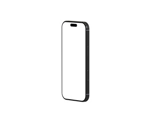 High-quality photo of a black smartphone with a blank screen, perfect for app presentations or technology websites. Clean and modern design.