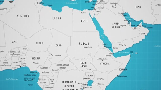 Sudan on the World Map with Animated National Flag