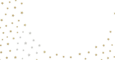 Gold and Silver Stars on White Background