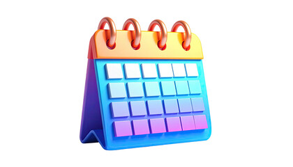 Colorful 3D rendered calendar icon on a black background, a visual reminder