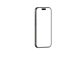 High-quality photo of a modern smartphone with a blank screen, perfect for app presentations or website mockups. Isolated on white background.
