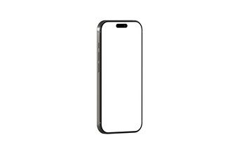 High-quality photo of a modern smartphone with a blank screen, perfect for app presentations or website mockups. Isolated on white background for easy use.
