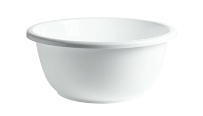 A simple, pristine, white, ceramic bowl with a rounded base and a smooth rim