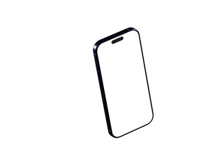 High-quality isometric mockup of a modern smartphone with a blank screen, perfect for app presentations or technology designs.
