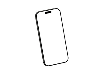 High-quality image of a sleek black smartphone with a blank white screen, perfect for app presentations or technology marketing. Download now!