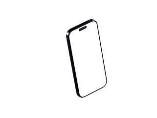 Clean isometric smartphone mockup with blank screen. Perfect for app presentations or website designs.