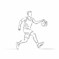 Fototapeta premium Basketball one line art. Continuous line drawing of ball, sport, running, ball sports, activity, athlete, game, training, basket, Basketball one line art. Continuous line drawing of ball, sport.