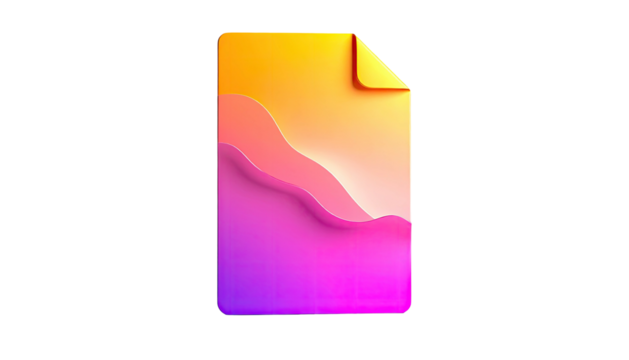 Abstract 3D illustration of a paper with a colorful gradient design, black background