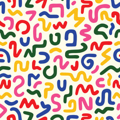 Abstract doodle seamless pattern. Vector illustration flat design background. 