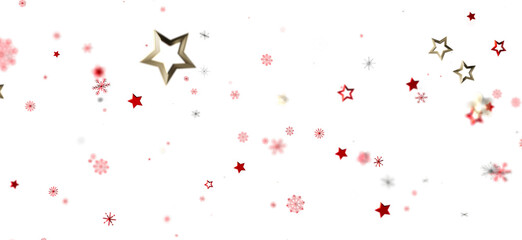 Festive background with red stars, gold stars, and snowflakes. Perfect for Christmas, New Year, and winter holidays.