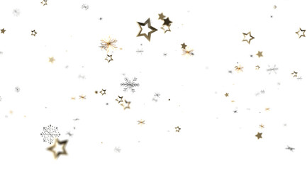 Fototapeta premium Sparkling winter background with gold stars and snowflakes. Perfect for holiday designs.
