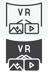VR entertainment icon pack in line and solid style