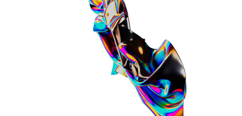 Unique abstract illustration showcasing colorful iridescent effect. Digital artwork for contemporary designs, backgrounds, and visuals.