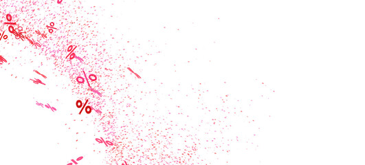 Abstract background with pink percentage symbols exploding. Ideal for sale banners, promotions, discounts.