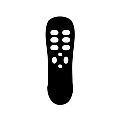 Black and White Illustration of a Remote Control with Button Detail