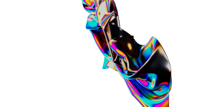 Unique abstract illustration showcasing colorful iridescent effect. Digital artwork for contemporary designs, backgrounds, and visuals.