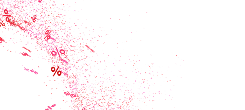 Abstract background with pink percentage symbols exploding. Ideal for sale banners, promotions, discounts.