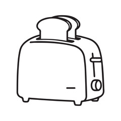 Toaster line icon. Electric kitchen appliance with bread slice for breakfast. Simple vector symbol for household and food.

