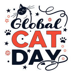 GLOBAL CAT DAY vector illustration
