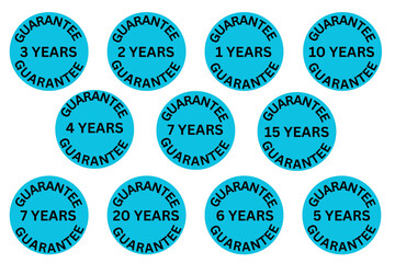 Set of guarantee stickers, set of guarantee tag, set of guarantee stamps, set of guarantee badges, set of guarantee labels 