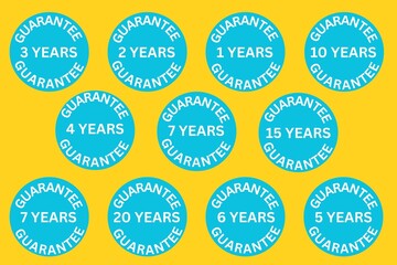 Set of guarantee stickers, set of guarantee tag, set of guarantee stamps, set of guarantee badges, set of guarantee labels 