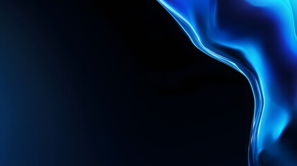 Abstract futuristic metallic waves with glowing blue light, elegant smooth background for cyber design, technology, AI, digital artwork and stylish decor