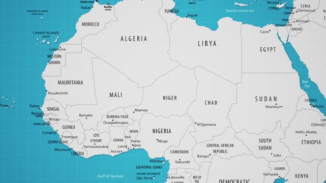 Niger on the World Map with Animated National Flag