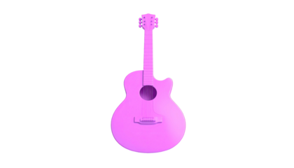 A pink, acoustic instrument stands against a black background