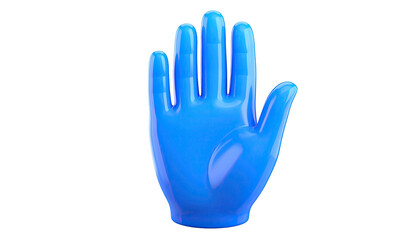 Obraz premium A glossy, blue, open hand, rendered against a stark black background