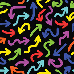 Doodle arrow seamless pattern. Vector illustration flat design background. 