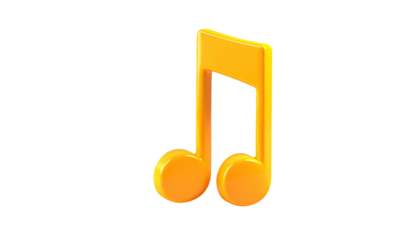 3D rendered, vibrant, golden music note with a glossy finish and a black backdrop