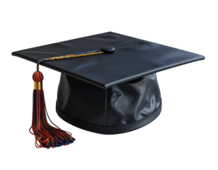 A classic square-topped hat with tassel, symbolizing academic achievement and success