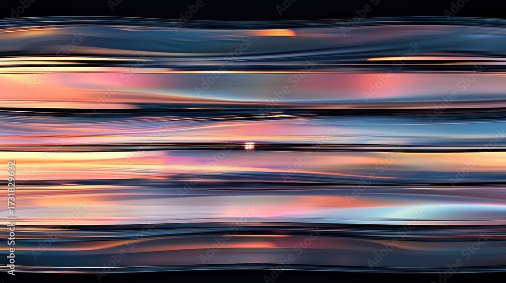 Wall mural optical diffraction grid laser interference patterns creating vibrant horizontal light streaks with 