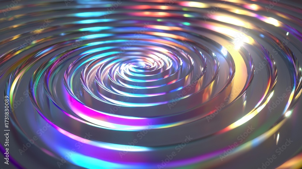 Wall mural laser interference patterns creating vibrant diffraction ring patterns with spiral rainbow spectrum 