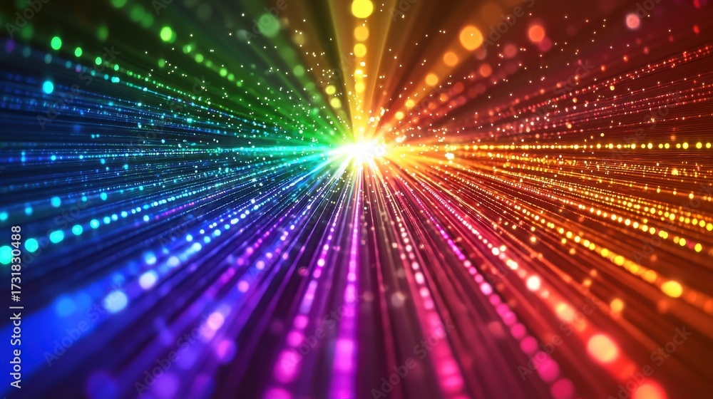 Wall mural light diffraction grid laser interference patterns creating brilliant rainbow spectrum burst radiati