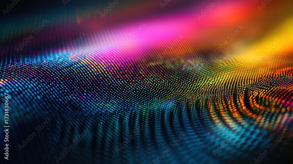 Wall mural optical diffraction grid laser interference patterns rainbow spectrum wave technology scientific dem