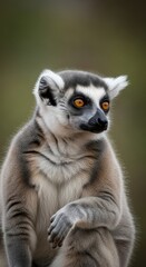 Obraz premium Mesmerizing gaze: portrait of a captivating ring-tailed lemur in natural habitat