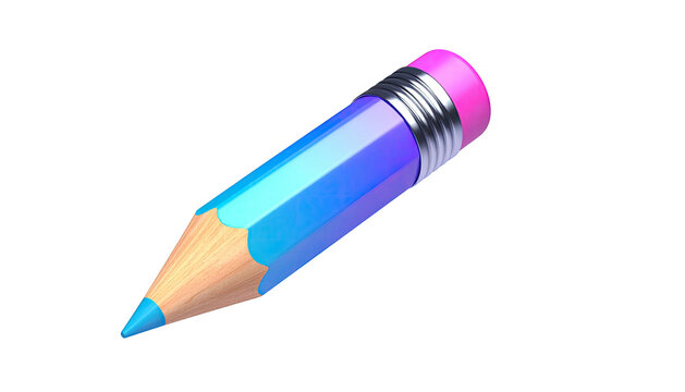 A vibrantly colored pencil floats on a black background, showcasing detail