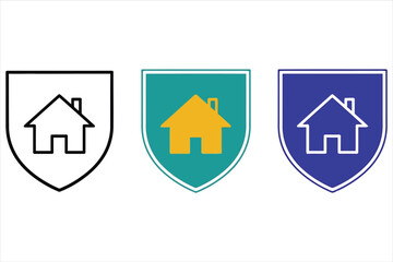 Vector art of home security shield icon set vector illustration of house protection symbols for real estate, insurance, or safety concepts in various styles