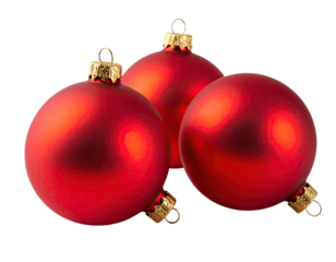 Three glossy red Christmas ornaments (1)