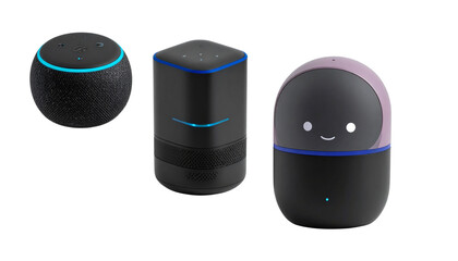  Modern AI voice assistant gadget bundle isolated on transparent background