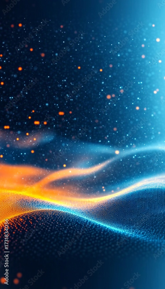 Canvas Prints abstract digital data stream with blue and orange hues illustrating modern technology concepts