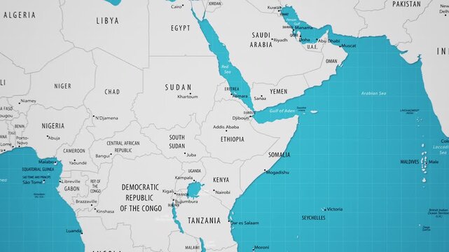 Ethiopia on the World Map with Animated National Flag