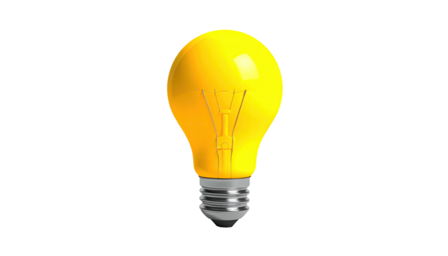 3D rendered luminous yellow lightbulb isolated on a black background