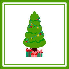 Christmas Tree Flat Illustration