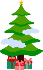 Christmas Tree Flat Illustration