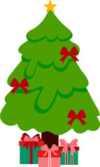 Christmas Tree Flat Illustration